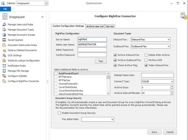 Configure RightFax Connector